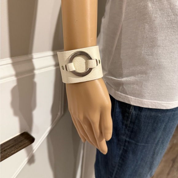 Jewelry - Chic White Cuff Bracelet with Silver Ring